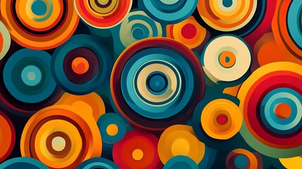 Abstract Colorful Concentric Circles Design Artwork