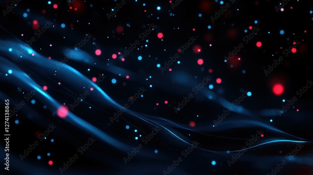 Aufkleber a mesmerizing abstract background featuring flowing waves of blue light, contrasted with vibrant red