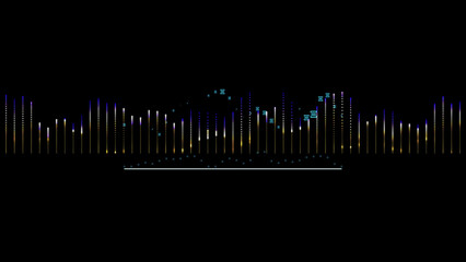 Sound waves equalizer. Abstract colorful sound wave visualizer. Colorful music beats by vibrant sound waves on a black background