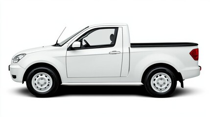 Fototapeta premium minimal photostock of a side view of white pick up truck on white background great for mockup and concepts