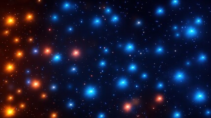 Obraz premium A stunning display of vibrant stars scattered across a dark cosmic background. The image features an array of blue and orange stars twinkling against a deep night sky.