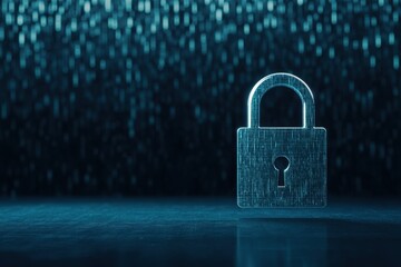 Fototapeta premium Digital security lock, securing digital information and internet privacy with high tech security