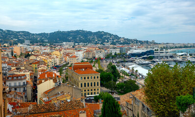Aerial view of the city of Cannes in France.