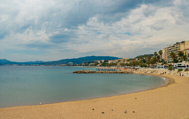 Famous beaches in Cannes, France.