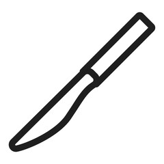 A black and white scalpel icon representing a surgical cutting tool used in medical procedures.