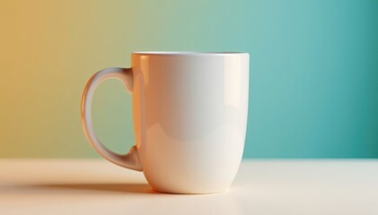 Obraz premium Close-up vibrant mug, white ceramic Smooth surface, studio shot , home, stock