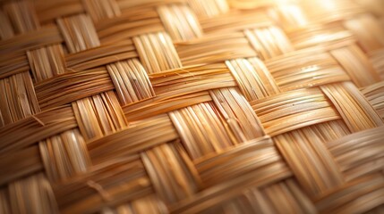 Fototapeta premium A close-up view of a woven material, showcasing intricate patterns and textures.