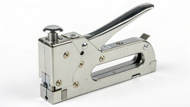 Metal Staple Gun on White Background