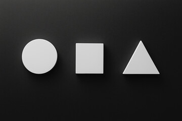 Set of geometric shapes: circle, triangle, and square isolated