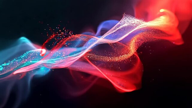 Red and blue line with a red flame in the middle. The line is blurry and the flame is very bright