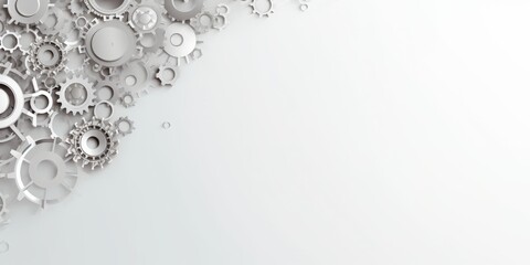 Silver metal gears on a white background, used for engineering, teamwork and industrial design