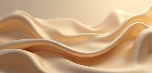 Obraz premium Smooth elegant flowing golden silk fabric illustration with sepia toning. Retro vintage style. Abstract wavy surface use as luxury wedding background. Clothes decorative design template. Beautiful