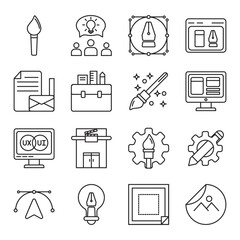 professional design set of web icons in line style. design, professional, graphics, branding, log and layout. Vector illustration