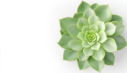 Top view of a photorealistic green succulent flower isolated on a white background with crisp details and vibrant colors in a high-resolution 3D rendering  
