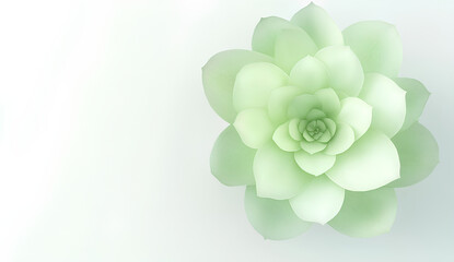 Top view of a photorealistic green succulent flower isolated on a white background with crisp details and vibrant colors in a high-resolution 3D rendering  
