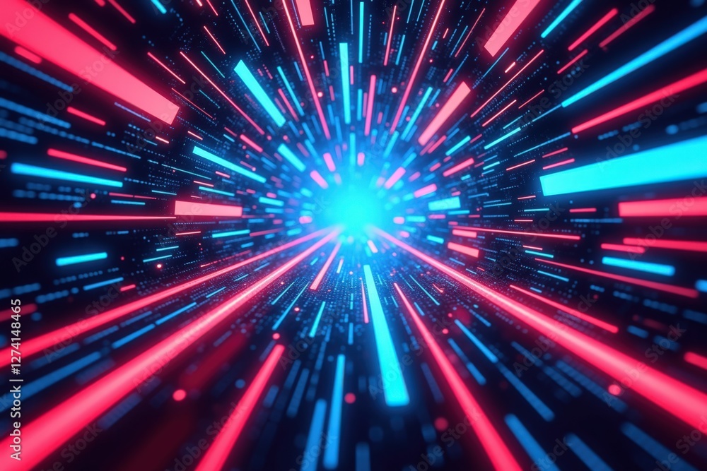 Aufkleber dynamic abstract representation of light vortex in bright blue and red, conveying energy and motion 