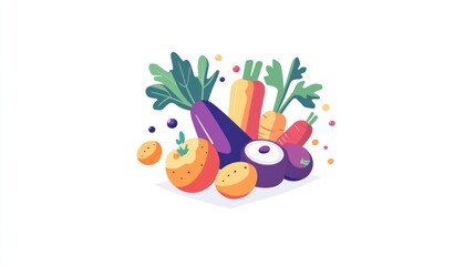 Colorful fruits and vegetables illustration
