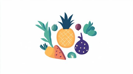 Colorful fruit and vegetable graphic design