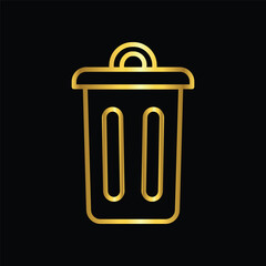 gold color trash can, icon, flat, design, vector, illustrations, Graphic Design, education, style, trendy, collections