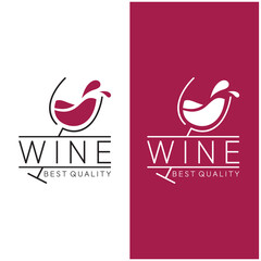 Wine logo with wine glasses and bottles.for night clubs,bars,cafe and wine shops.