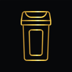 gold color trash can, icon, flat, design, vector, illustrations, Graphic Design, education, style, trendy, collections