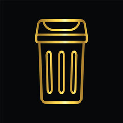 gold color trash can, icon, flat, design, vector, illustrations, Graphic Design, education, style, trendy, collections