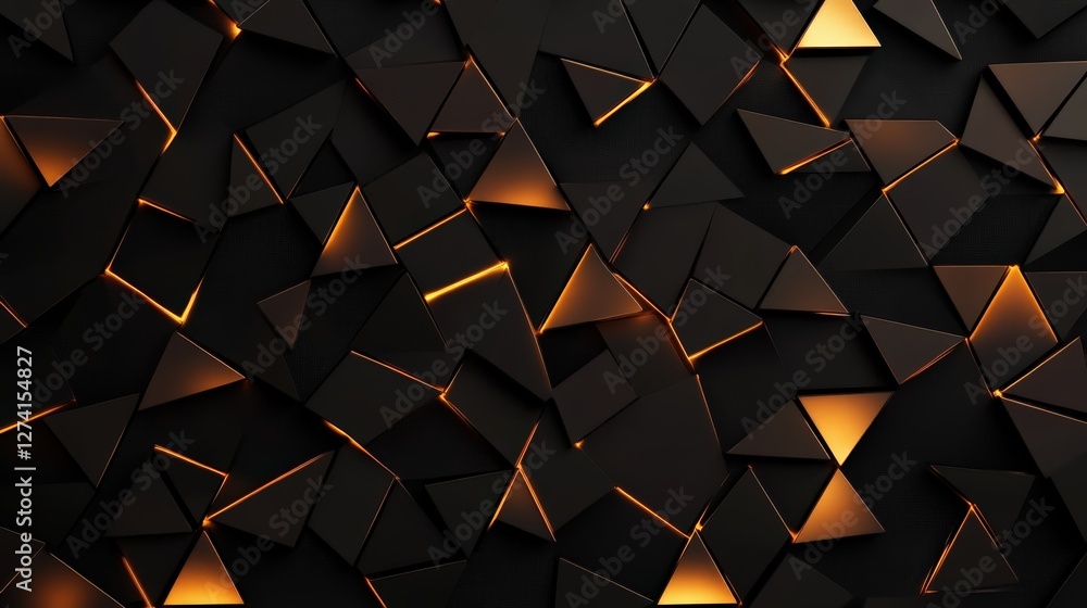 Aufkleber a captivating abstract background featuring dark triangular shapes interspersed with glowing golden 