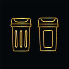 gold color trash can, icon, flat, design, vector, illustrations, Graphic Design, education, style, trendy, collections
