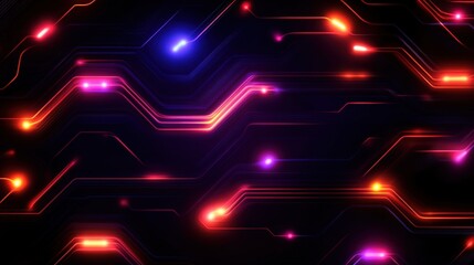 Obraz premium Vibrant abstract digital lines and circuits glowing with neon colors. Perfect for tech-related projects, showcasing innovation, modernity, and dynamic energy in digital design.