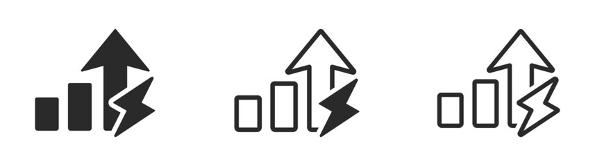 Energy increase vector icon illustrations. Energy increase icon