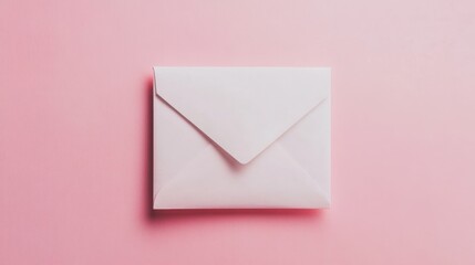 White envelope on pink background