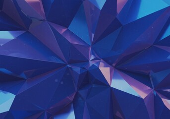 Fototapeta premium An abstract crystal texture with sharp facets reflecting blue and violet hues.