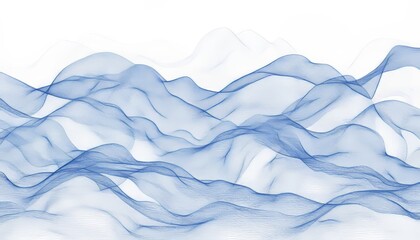 Fototapeta premium Abstract Blue Wave Pattern, Digital Art, Flowing Grid, Interconnected Nodes, Futuristic Design