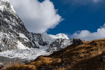 Beautiful Himalayan Range with Yala Peak Mountain View from Tsergo Ri in Langtang Region of Nepal