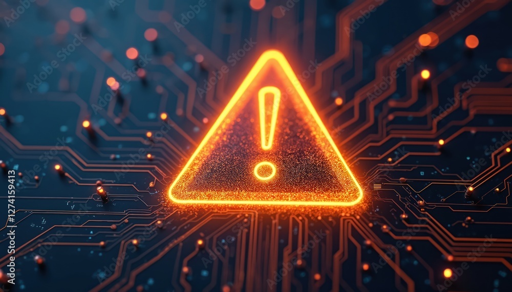 Aufkleber digital tech system error illustration. caution warning sign indicates danger, website maintenance. 