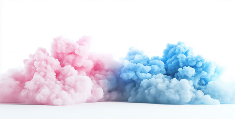 Fototapeta premium Colorful pastel pink and blue soft clouds isolated on a white background,