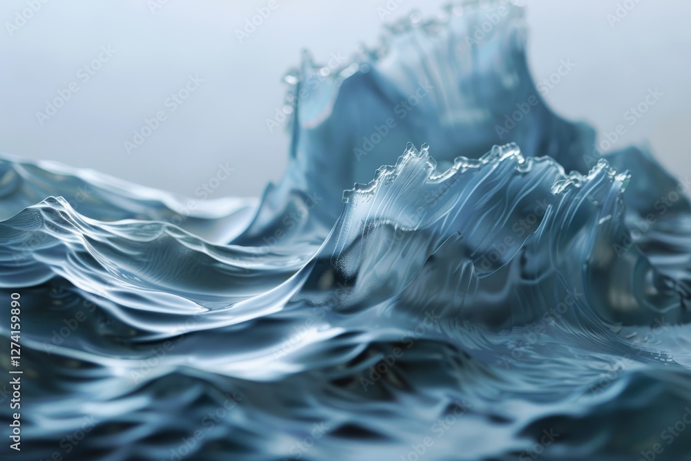 Poster waves of blue light create a mesmerizing abstract pattern in a digital landscape, showcasing intrica