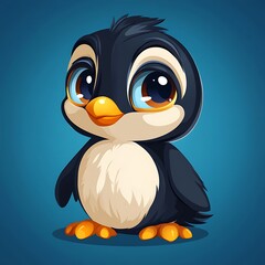 Cute penguin chick, cartoon style