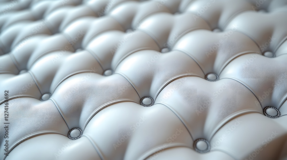 Poster close-up view of luxurious white tufted upholstery, showcasing the elegant texture and detailing. id