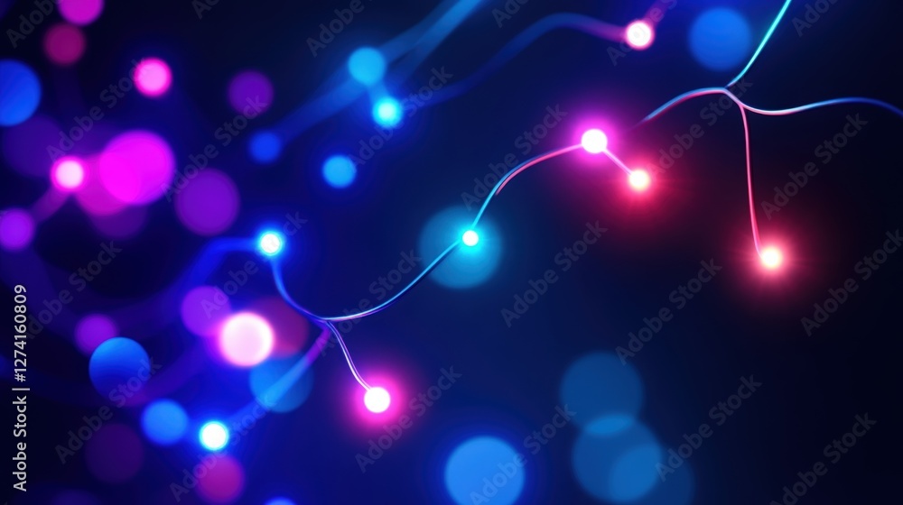 Aufkleber a vibrant and dynamic display of colorful light bulbs on a dark background, creating a mesmerizing v