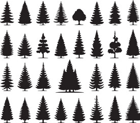 Fototapeta premium set of tree silhouette vector style minimalist white background