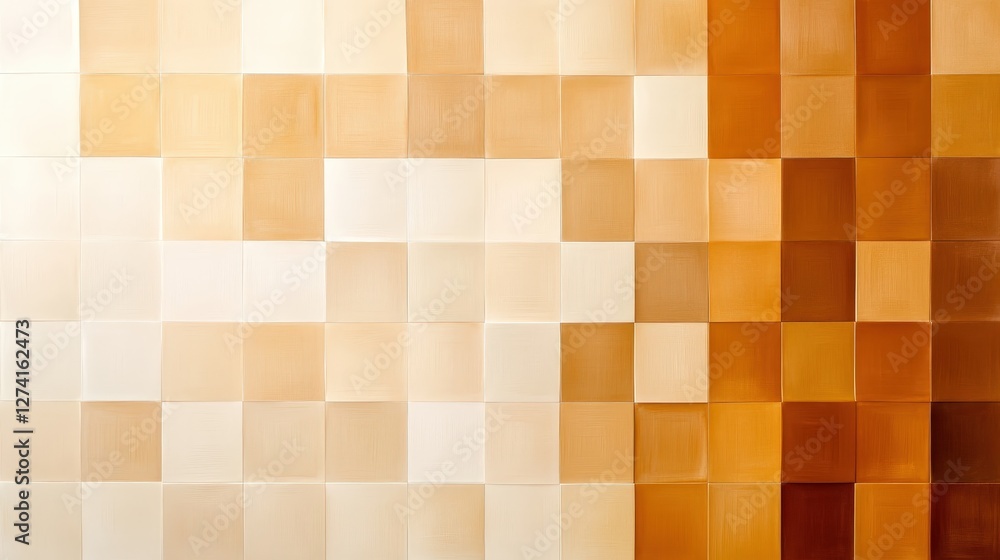Aufkleber a visually striking abstract background featuring a grid of squares in warm beige and brown tones, p