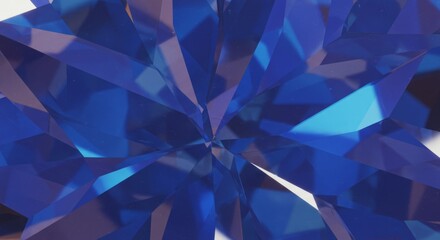 An abstract crystal texture with sharp facets reflecting blue and violet hues.
