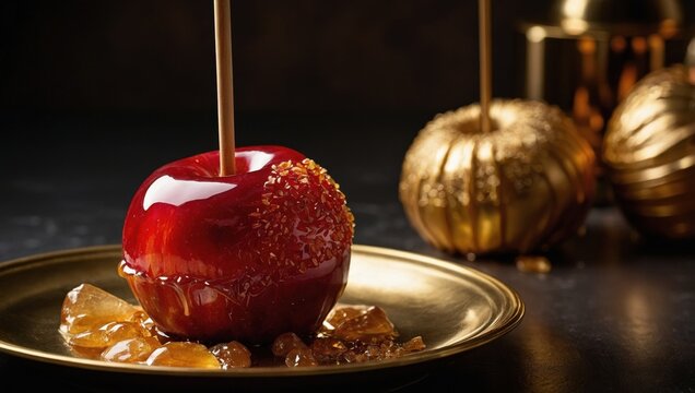 Glaze apples on a plate