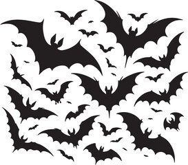  bats silhouette vector style minimalist white background