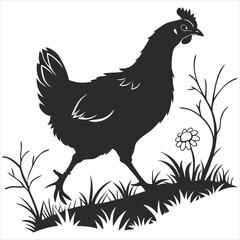 Fototapeta premium silhouette chicken image on white background