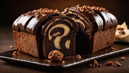 Chocolate bundt cake drizzled with chocolate ganache glaze