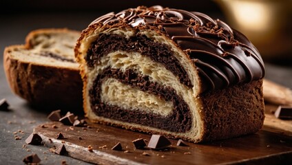 Chocolate bundt cake drizzled with chocolate ganache glaze