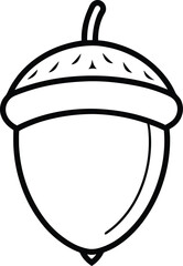 Simple Acorn Line Art - Black Vector Illustration