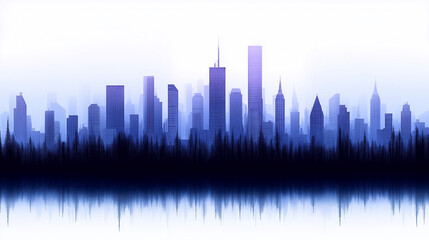 Obraz premium Urban Silhouette: A captivating skyline silhouette of a modern metropolis, with towering skyscrapers reaching for the sky, representing the heart of a vibrant city.